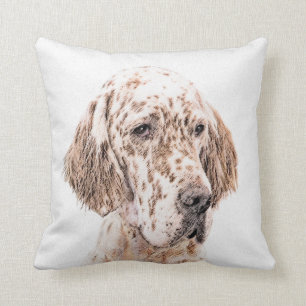 English Setter Orange Belton Painting Dog Art Cushion