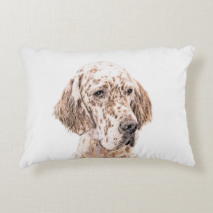 English Setter Orange Belton Painting Dog Art Decorative Cushion