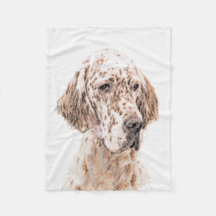 English Setter Orange Belton Painting Dog Art Fleece Blanket