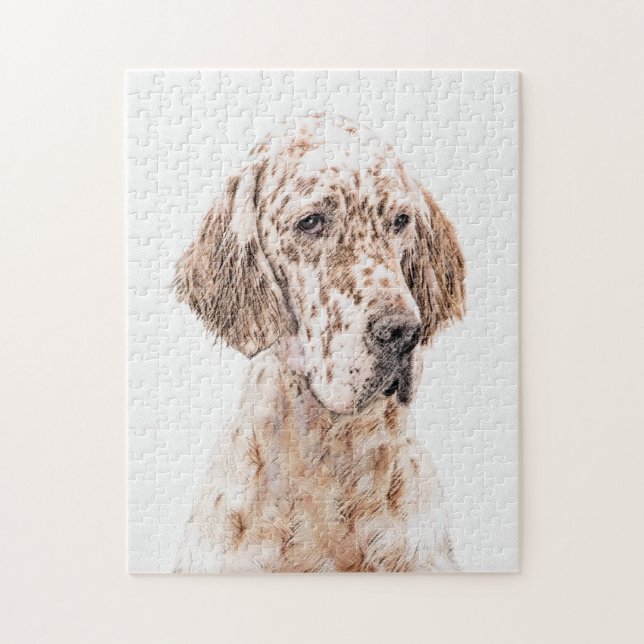 English Setter Orange Belton Painting Dog Art Jigsaw Puzzle (Vertical)
