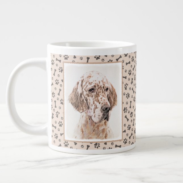English Setter Orange Belton Painting Dog Art Large Coffee Mug (Left)