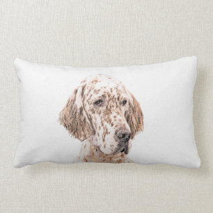 English Setter Orange Belton Painting Dog Art Lumbar Cushion