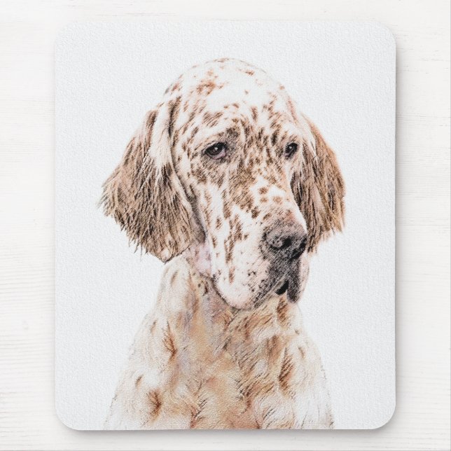 English Setter Orange Belton Painting Dog Art Mouse Mat (Front)