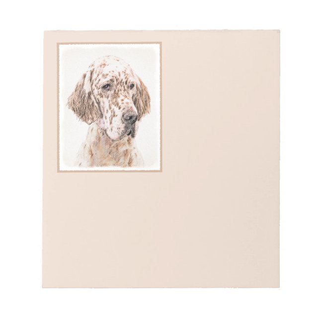English Setter Orange Belton Painting Dog Art Notepad (Front)