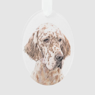 English Setter Orange Belton Painting Dog Art Ornament