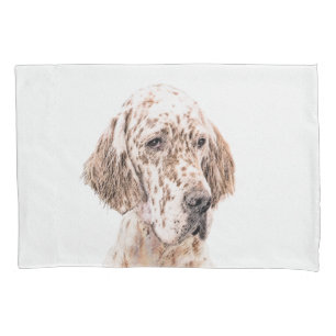 English Setter Orange Belton Painting Dog Art Pillowcase