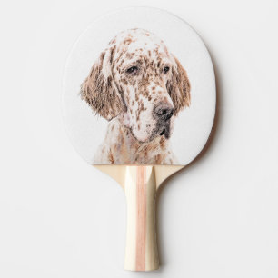 English Setter Orange Belton Painting Dog Art Ping Pong Paddle