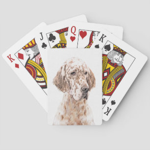 English Setter Orange Belton Painting Dog Art Playing Cards