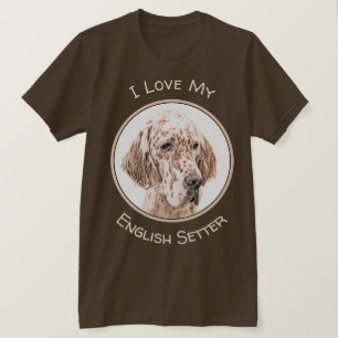 English Setter Orange Belton Painting Dog Art T-Shirt