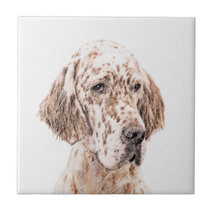 English Setter Orange Belton Painting Dog Art Tile