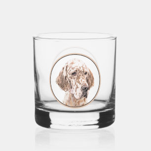 English Setter Orange Belton Painting Dog Art Whiskey Glass