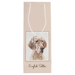 English Setter Orange Belton Painting Dog Art Wine Gift Bag