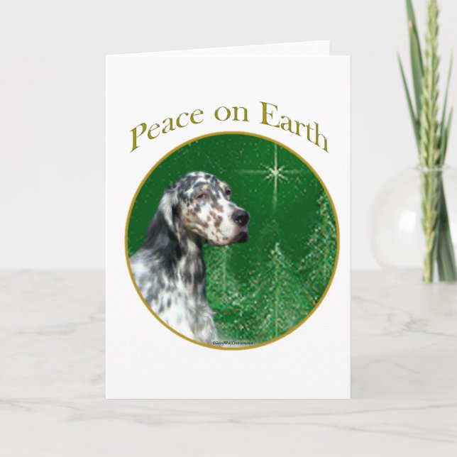 English Setter Peace Holiday Card (Front)