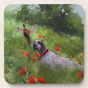 English Setter , Pheasant hunting  Coaster