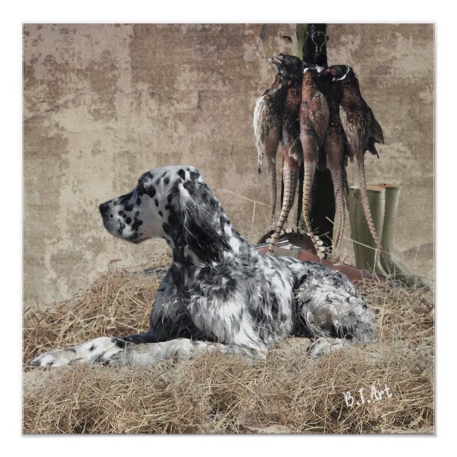 English Setter , Pheasant Hunting  Tapestry Poster (Front)
