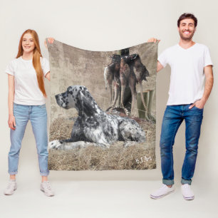 English Setter , Pheasant Hunting Tapestry Poster Fleece Blanket