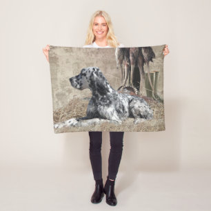 English Setter , Pheasant Hunting Tapestry Poster Fleece Blanket