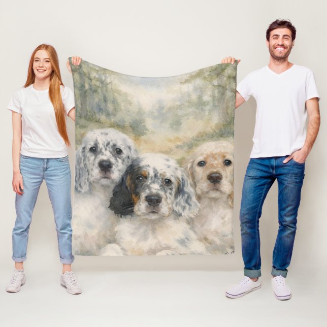 English Setter Puppies Fleece Blanket (In Situ)