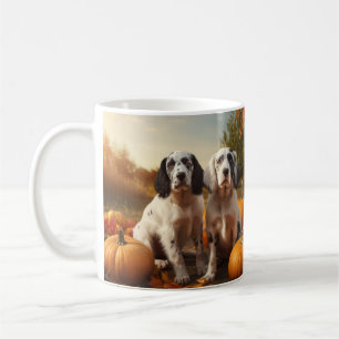 English Setter Puppy Autumn Delight Pumpkin Coffee Mug