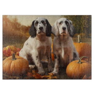 English Setter Puppy Autumn Delight Pumpkin Cutting Board