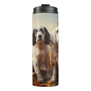 English Setter Puppy Autumn Delight Pumpkin Thermal Tumbler