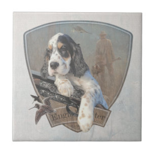 English Setter puppy with a classic shotgun Tile
