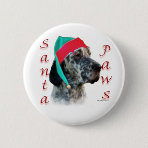 English Setter Santa Paws 6 Cm Round Badge
