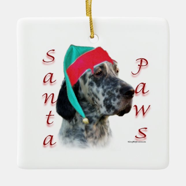 English Setter Santa Paws Ceramic Ornament (Front)