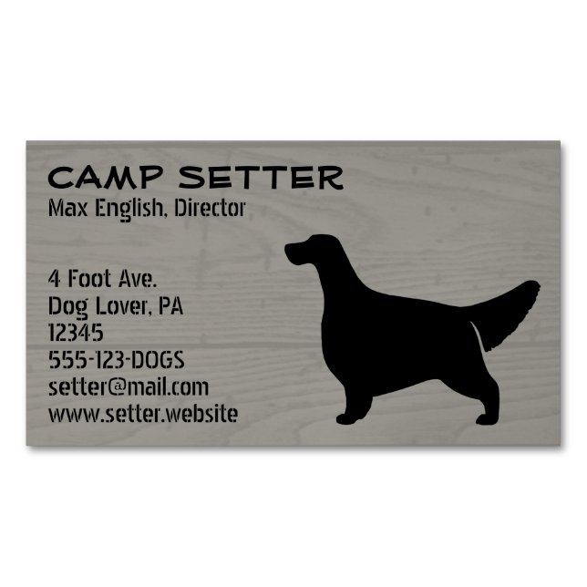 English Setter Silhouette | Dog Breed Faux Wood Magnetic Business Card (Front)