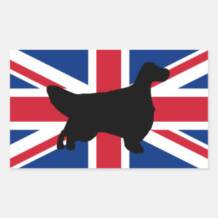 english setter silhouette flag rectangular sticker