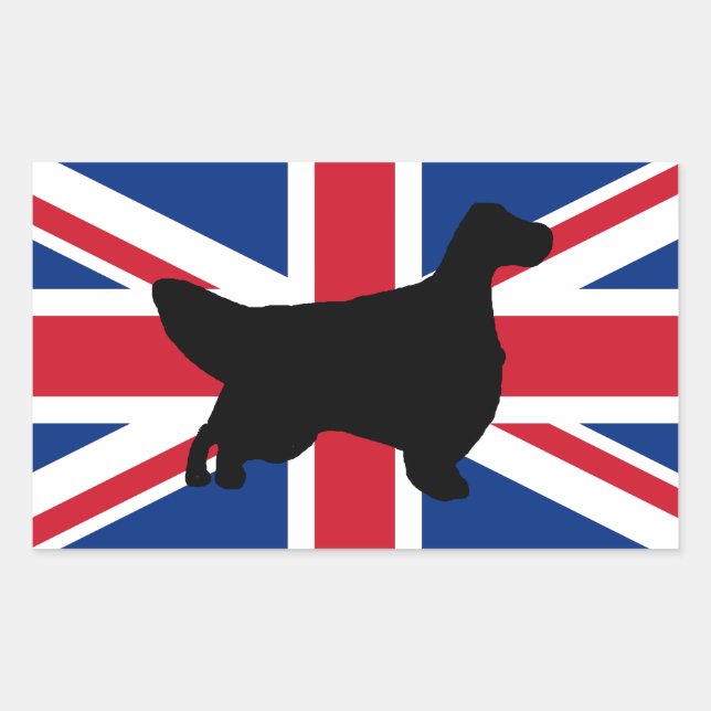 english setter silhouette flag rectangular sticker (Front)