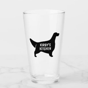 English Setter Silhouette Personalised Dog Breed Glass