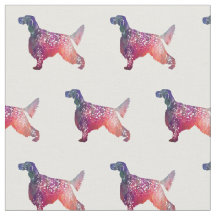 English Setter Silhouette Tiled Fabric - Pink
