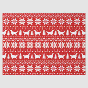 English Setter Silhouettes Christmas Pattern Red Tissue Paper