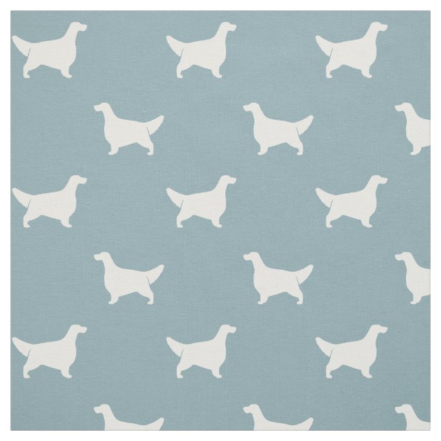 English Setter Silhouettes Pattern Light Blue Fabric (Swatch)