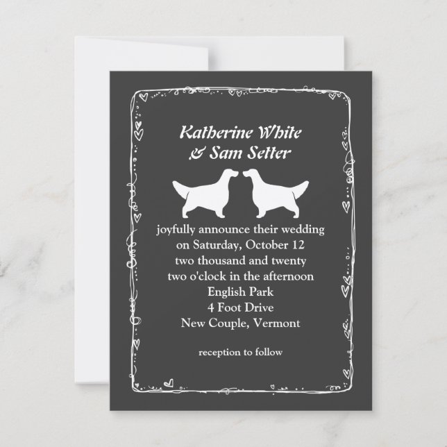 English Setter Silhouettes Wedding Invitation (Front)