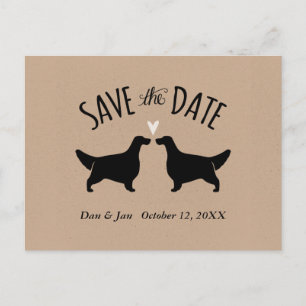 English Setter Silhouettes Wedding Save the Date Announcement Postcard