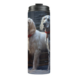English Setter Snowy Sleigh Christmas Decor Thermal Tumbler