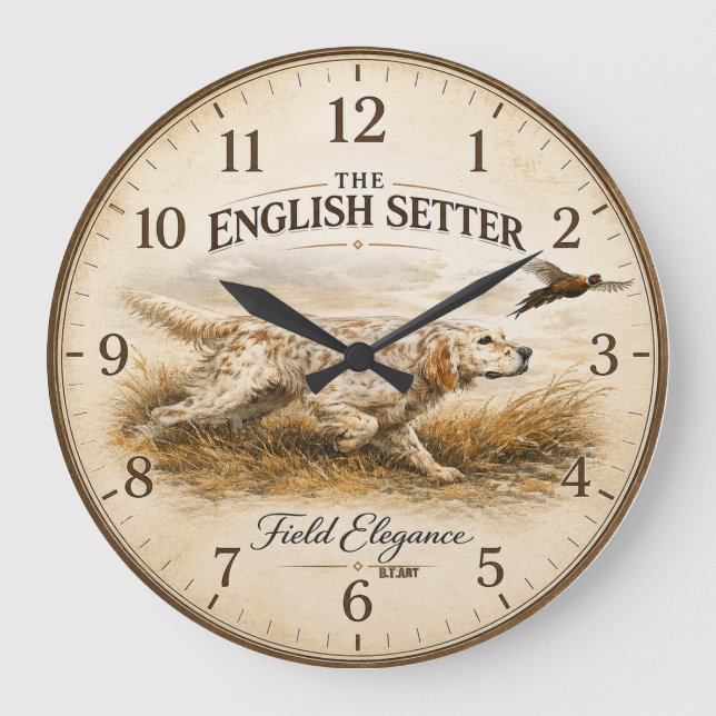ENGLISH SETTER , The Art of the Hunt Large Clock (Front)