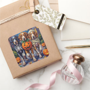 English Setter Trick-or-Treating Halloween Costume Square Sticker
