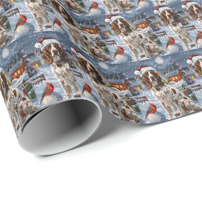 English Setter Winter Wonderland Christmas Joy Wrapping Paper (Roll Corner)
