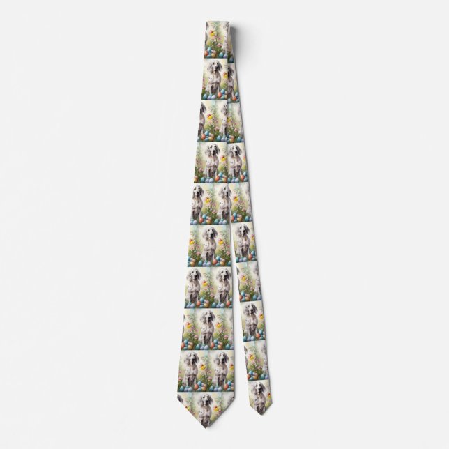 English Setter with Easter Eggs Tie (Front)