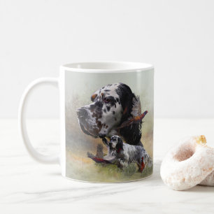 English setter with pheasants, art  coffee mug
