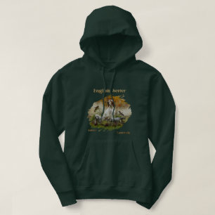 English setter with pheasants, art hoodie
