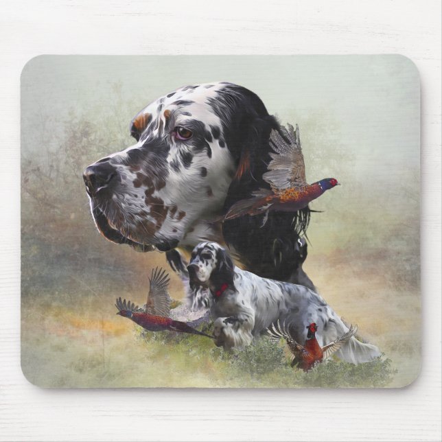 English setter with pheasants, art    mouse mat (Front)