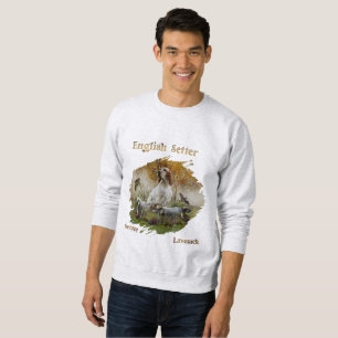 English setter with pheasants, art sweatshirt