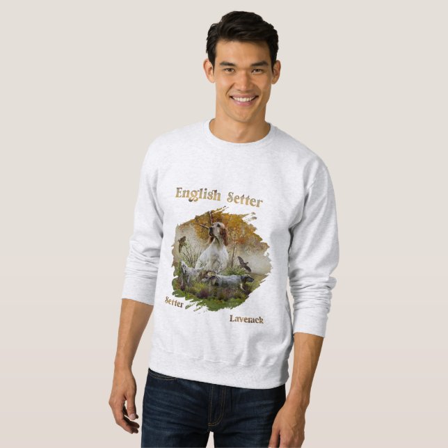 English setter with pheasants, art     sweatshirt (Front Full)