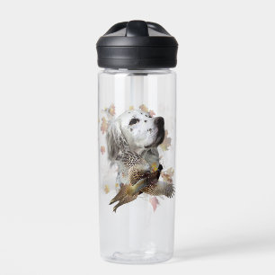 English setter with pheasants, art water bottle