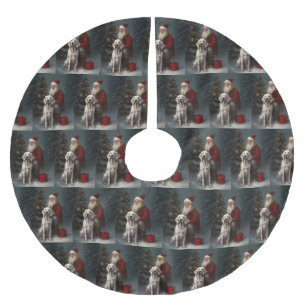 English Setter With Santa Claus Festive Christmas Brushed Polyester Tree Skirt