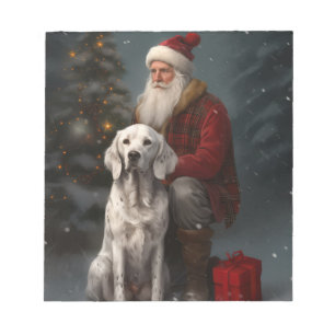 English Setter With Santa Claus Festive Christmas Notepad